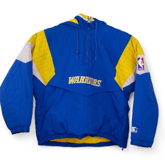 Vintage Golden State Warriors NBA Hooded Puffer Starter Jacket Mens XL RARE - Picture 2 of 8